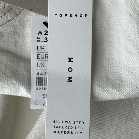 TOPSHOP MATERNITY NWT MOM PULL ON JEANS STRAIGHT LEG OVERBUMP WHITE 28 30 - Picture 7 of 12